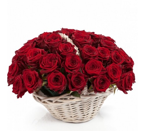 51 красная роза (Эквадор) в корзине